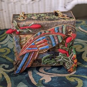 Vintage Mary Frances Paper Mache Macaw Crossbody Rare